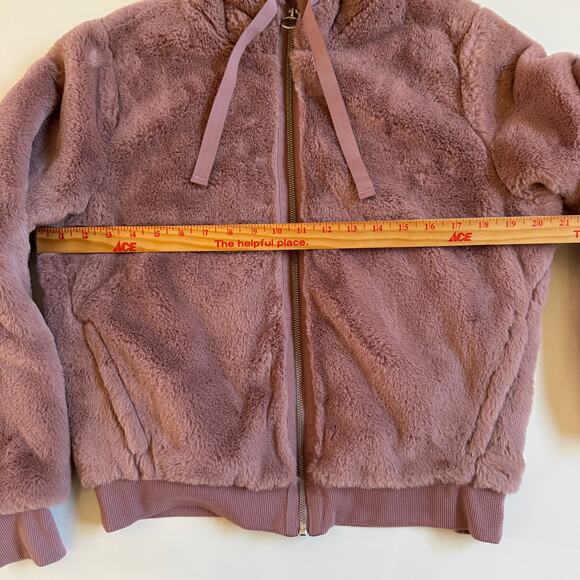 Athleta Ritual Faux Fur Jacket Rose Pink NWOT Size XS NWOT Full Zip Front Hood - Picture 12 of 13